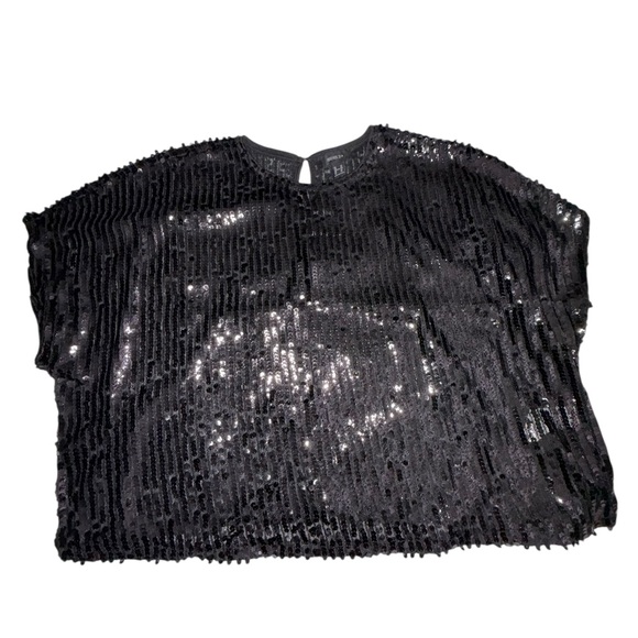 NWT Forever 21 + Black Sequin Top 3X - Picture 1 of 6